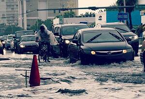 Miami Beach flooded road Miami Beach flooded road