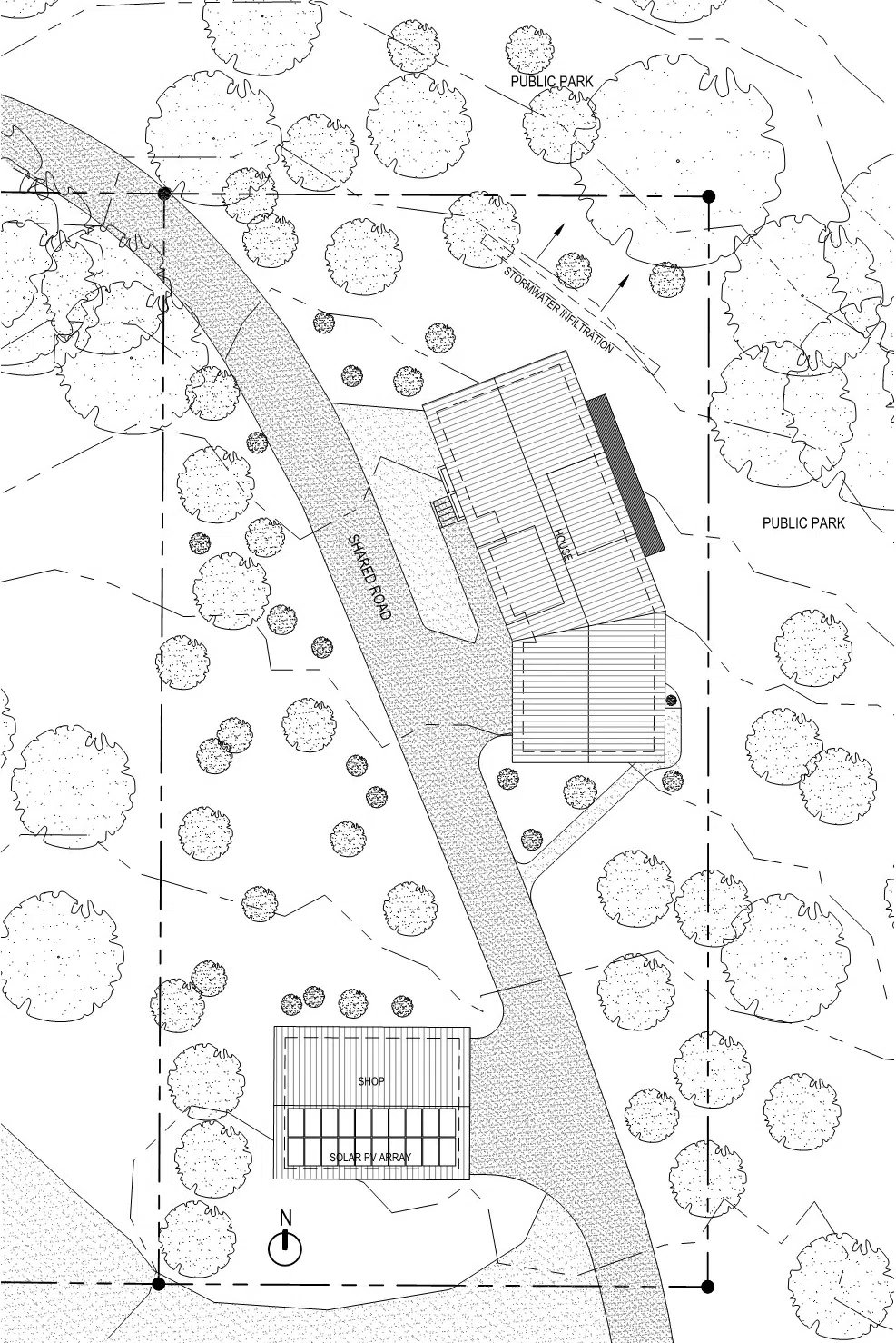 Pond View House site plan - road