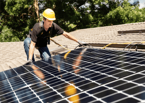 LG Installer on Roof with ACe-web