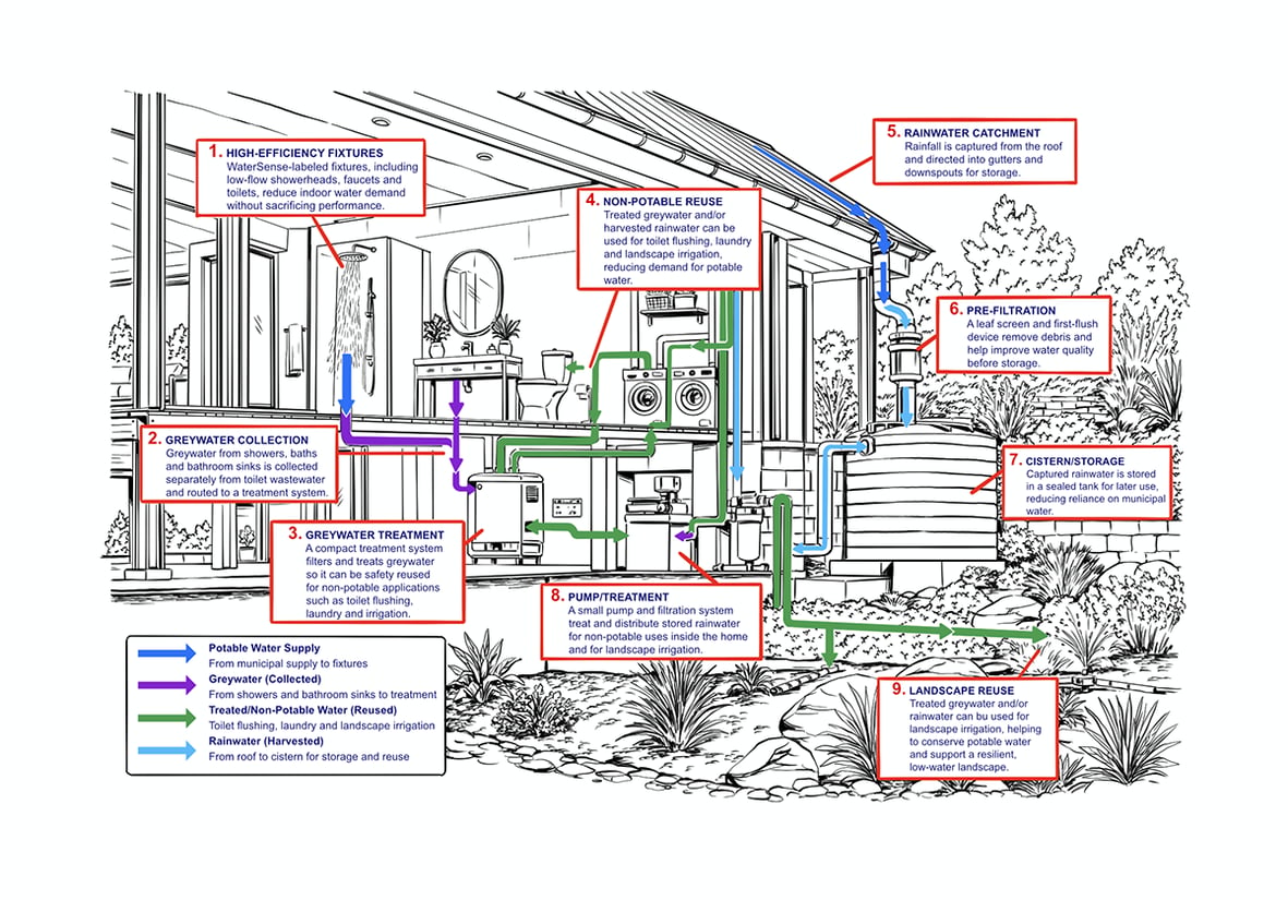 CONSERVE: Reduce the Water the House Needs. 