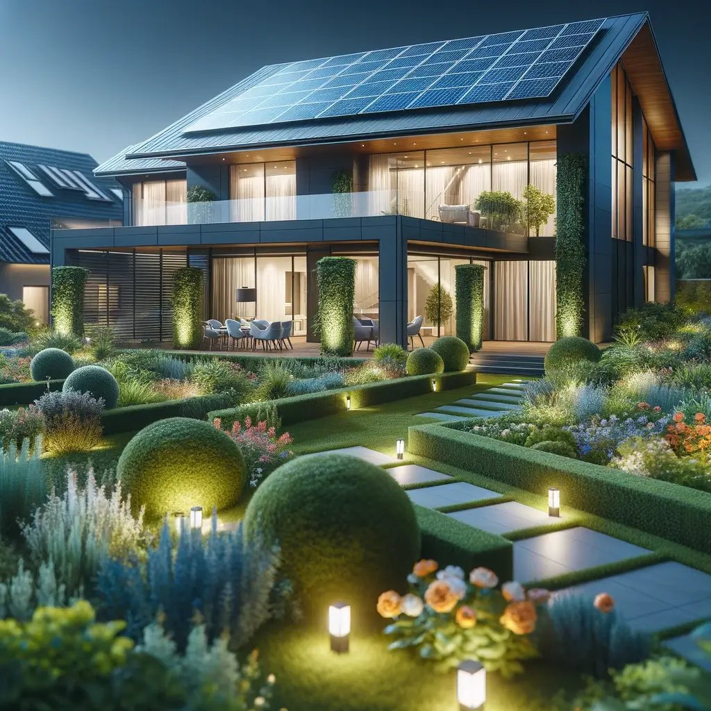 DALL·E_2024-02-08_18.17.13_-_A_hyperrealistic_close-up_image_of_a_modern_house_with_solar_panels_on_its_roof,_occupying_about_half_of_the_frame_to_emphasize_the_architectural_deta