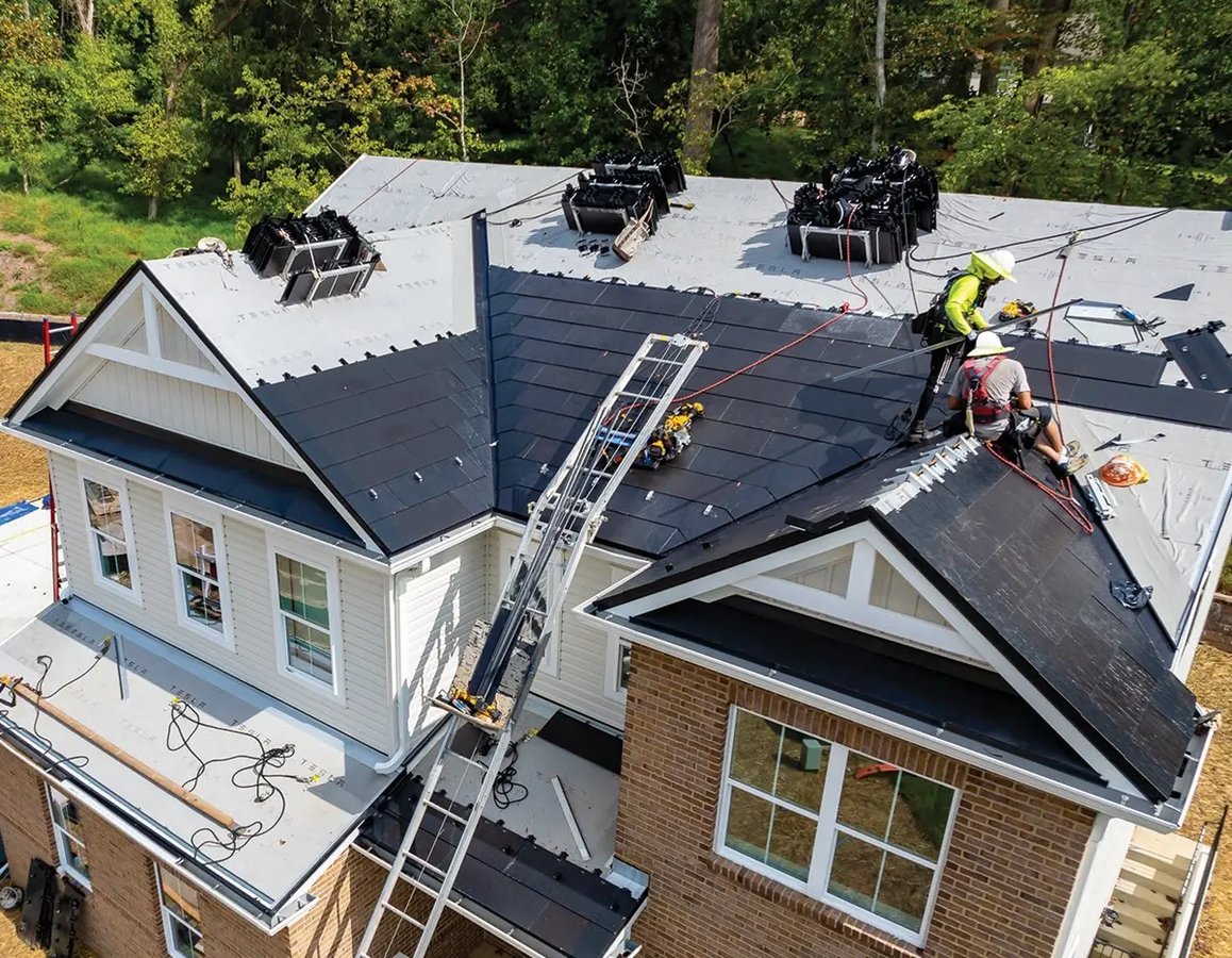 DOE-Beazer-10-Tesla solar roof tile install 300